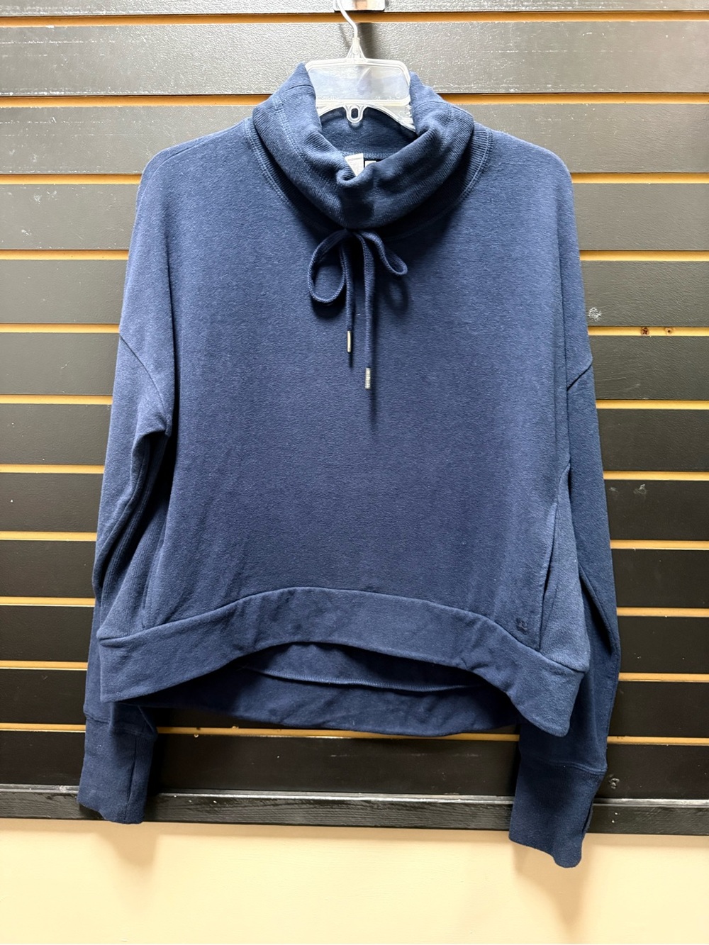 Sweaty Betty Navy Cowl Neck Drawstring Pullover Sweatshirt Made Italy S